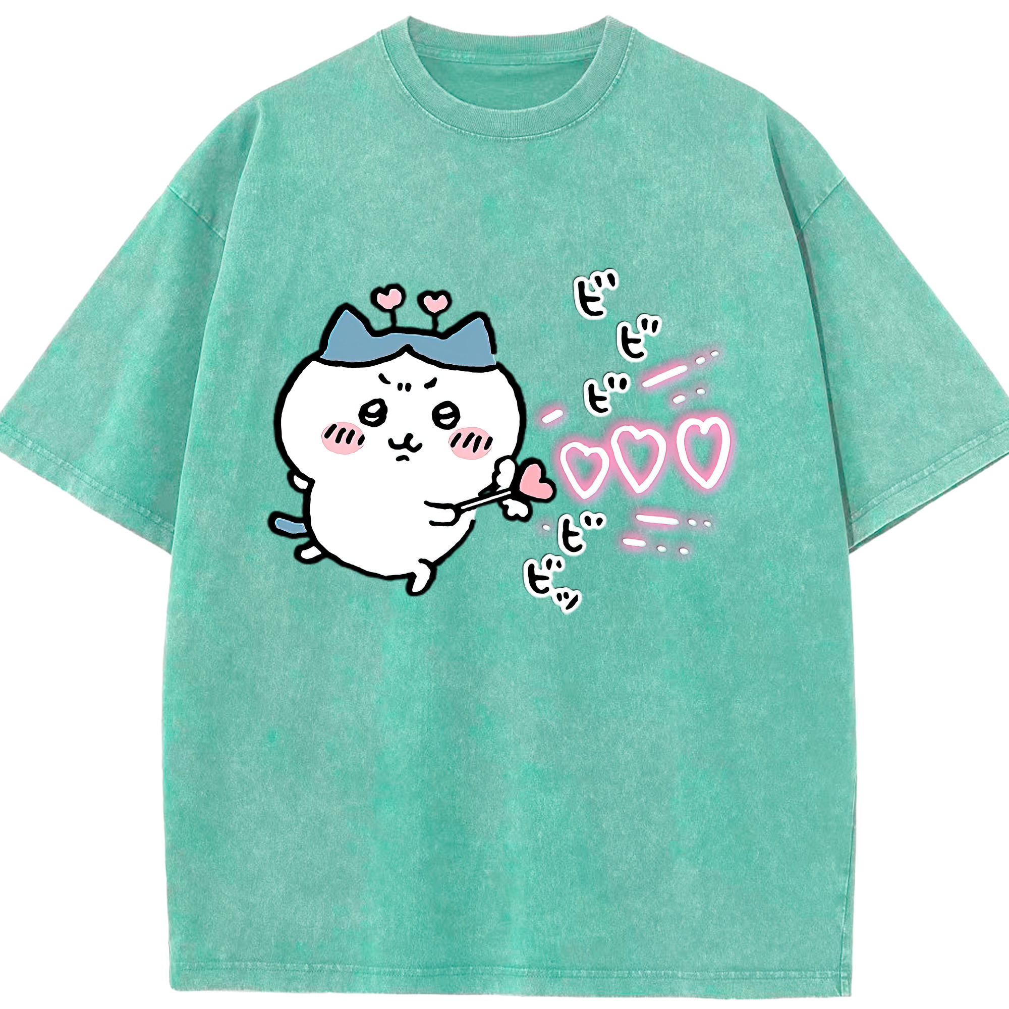 （画像用） ちいかわ ハチワレ Chii-kawa hachiware 綿100% ヴィンテージ風 半袖Tシャツ（フロントプリント）